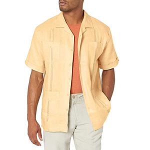 Camisas Casuales para Hombre de Fábrica OEM, <span class=keywords><strong>Estilo</strong></span> Cubano Mexicano, Manga Corta, Lino Transpirable, <span class=keywords><strong>Guayabera</strong></span> - Product Image 6