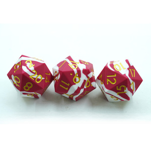 Tùy Chỉnh D20 Đa Diện 50Mm Duy Nhất Dice Red & White Stripes Silicone Cao Su Với Số Vàng Cho USA Trò Chơi Người Chơi - Product Image 3