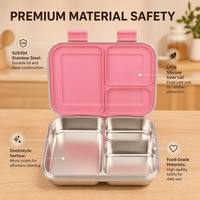 Boîte à bento mignonne en acier inoxydable 304, 3 compartiments, silicone amovible LFGB, sans BPA, chauffable, anti-fuite, passe au lave-vaisselle, pour nouveau-né