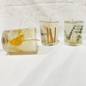 High Quality Home Decorative Diy Scented Transparent Glass Jar Round Jelly Candle