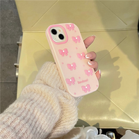 Coque de téléphone portable pour iPhone 15 Plus 16 Pro, fabriquée par BAILI, avec un joli nœud en perles roses, en silicone 3D stéréoscopique, anti-chute