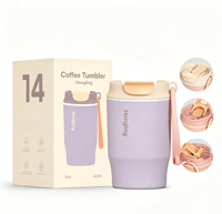 Mug de voyage isotherme en acier inoxydable Hong Ling personnalisé de 14 oz avec couvercle anti-fuite 2-en-1 – Vente en gros