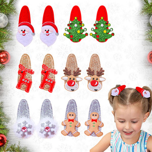 Barrettes à cheveux scintillantes pour enfants, thème Noël : Père Noël, rennes, sapin, pain d'épices – Accessoires de fête pour les fêtes de fin d'année - Product Image 1