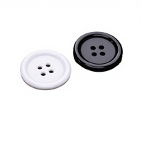 Kancing Resin Empat Lubang Tepi Tipis Bulat 4 Shank Warna Hitam Putih untuk Kemeja Jas Celana
