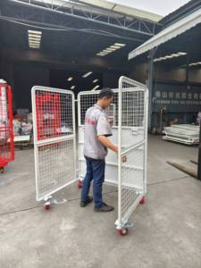 <span class=keywords><strong>Chariot</strong></span> de transport pliant en acier pour entrepôt, conteneur à roulettes, cage de stockage et de transport, équipement de manutention - Product Image 2