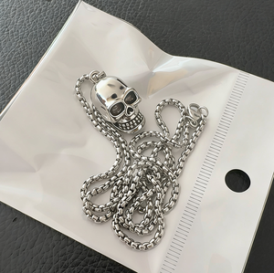 Collier pendentif crâne pour <span class=keywords><strong>homme</strong></span>, style punk gothique hip-hop, fabrication bon marché, avec placage or/<span class=keywords><strong>argent</strong></span>/noir - Product Image 2