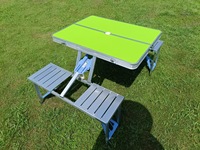 Table de camping pliable compacte et portable en alliage d'aluminium avec 4 chaises intégrées, design léger, moderne, pour l'extérieur et la plage