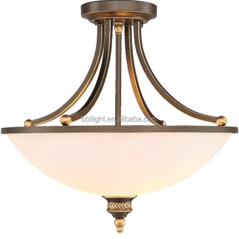Ceiling Pendant Light 3-Light Round Bowl Glass Shade Matte Black Ceiling Pendant Lighting Farmhouse Style for Foyer Dining Room