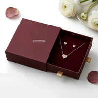 Boîte cadeau tiroir en carton pour bijoux, en velours, pour la Saint-Valentin, avec insert, logo personnalisé, écologique