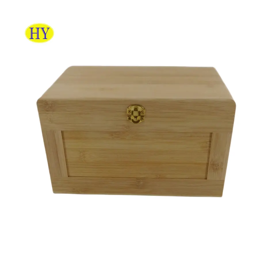 Ustom-caja de almacenamiento de madera para artesanías, cajas pequeñas de madera sin terminar con tapa con bisagras y cerradura