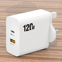 120W PPS USB C Hızlı Şarj Cihazı QC3.0 Çift Portlu Duvar Şarj Cihazı Güç Adaptörü ABD İngiltere AB Fişi iPhone Samsung Telefon Dizüstü Bilgisayar Tablet için