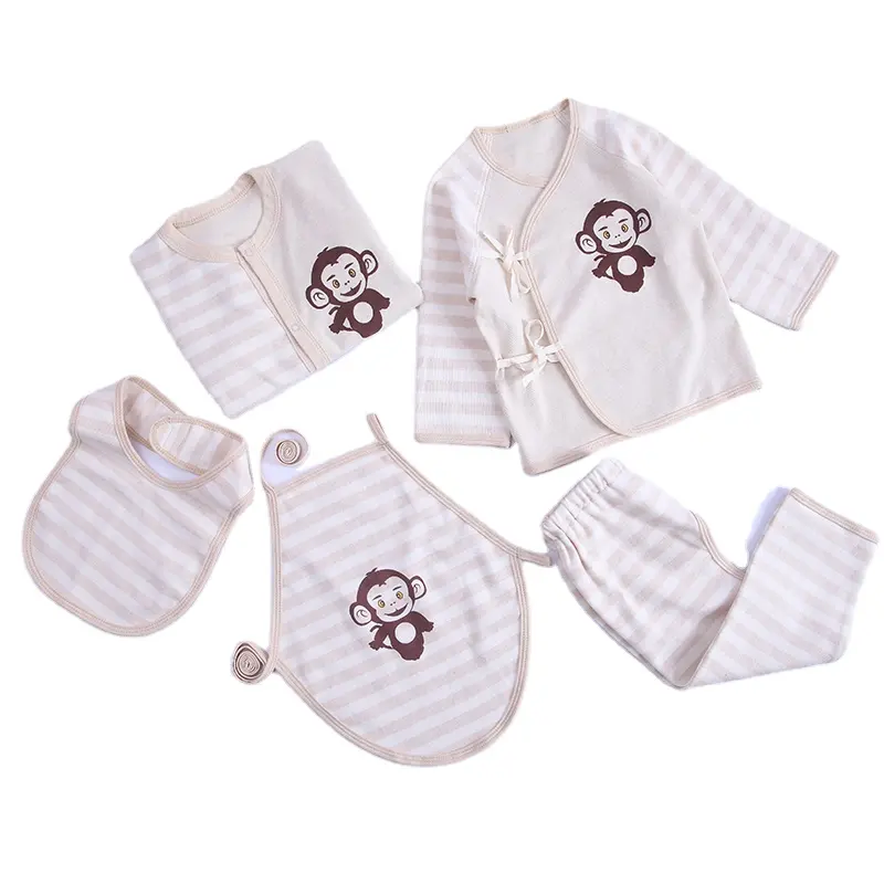 Wholesale Unisex 100% Cotton 5 Pieces Sets Of Baby Clothing Sets For Newborn Girls Boys