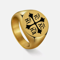 Bague en acier inoxydable R705, croix orthodoxe byzantine avec inscription IC XC NI KA, Jésus-Christ vaincit et triomphe, bijoux