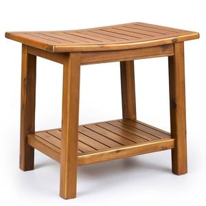 Tabouret de salle de bain en teck avec étagère de rangement, imperméable, utilisation intérieure et extérieure - Product Image 2