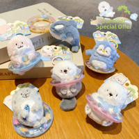 Porte-clés en peluche avec pendentif représentant un mignon phoque et un pingouin, parfait pour la décoration des sacs à dos et des sacs à main