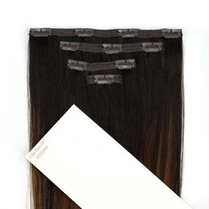 Cheveux indiens épais, extrémités soyeuses, lisses, vierges, non-remy, qualité salon, injection invisible, clip invisible en PU, cheveux à clipser - Product Image 2