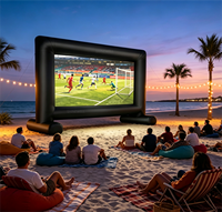 Écran de projection gonflable SHINEWELL avec souffleur, écran avant et arrière pour soirées cinéma en plein air