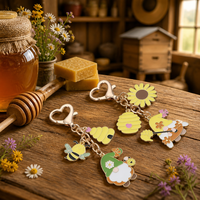 Lot de porte-clés Abeille et Gnome, breloques en émail nid d'abeille et tournesol, fermoir cœur doré, cadeau pour les amateurs de jardinage et d'abeilles, vente en gros