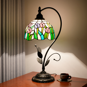 Lámpara de Escritorio Minimalista con Tulipanes de Vidrio de Colores, Linda Lámpara de Mesa para Niñas, Moderna Lámpara de Lectura para Dormitorio, Regalo Creativo - Product Image 1