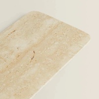 Plateau de service rectangulaire en marbre de travertin beige vintage personnalisé, style wabi-sabi, en pierre naturelle