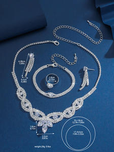 Collar de Cobre Romántico al por Mayor y Conjunto Completo de Joyería con Pulsera, Pendientes y Anillo Bañados en Oro - Product Image 5