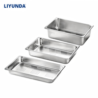 LIYUNDA Gastronorm-Behälter in Verschiedenen Größen, Perforierte Edelstahl 201 304 GN-Schüssel, Stapelbare Schale zur Gemüsewäsche