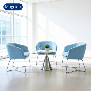 Sillón Moderno Tapizado Tipo Barril, Sillón Contemporáneo con Base de Metal para Sala de Estar, Dormitorio y Oficina - Product Image 3