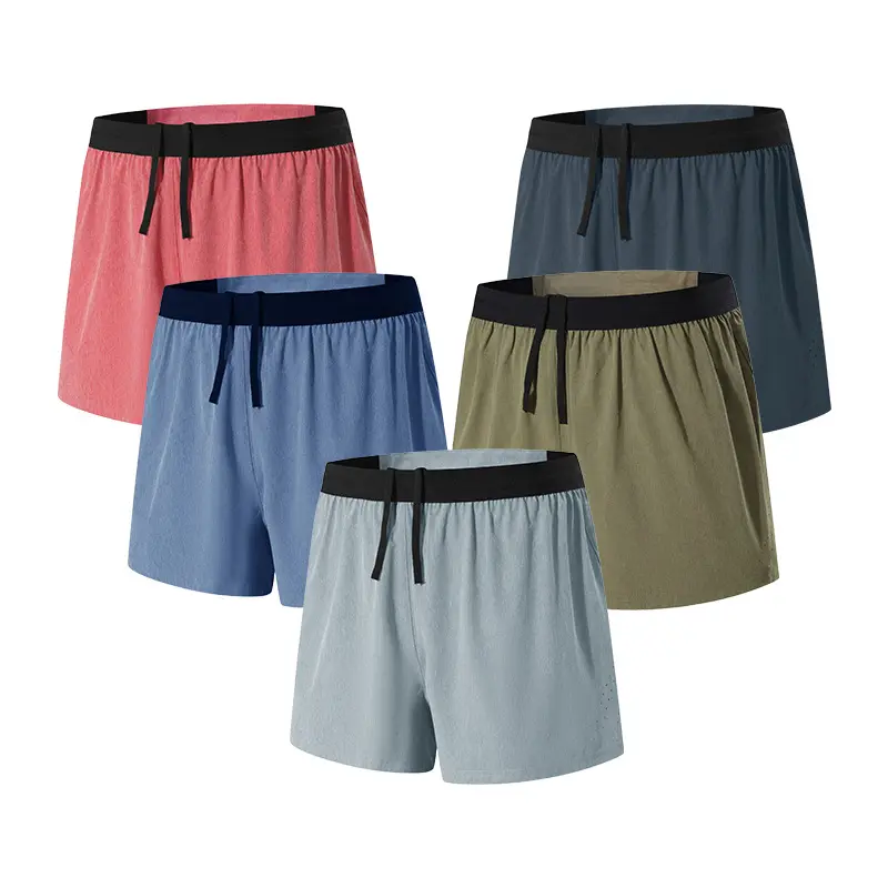 Shorts esportivos de secagem rápida antiderrapante para corrida ao ar livre, calção fitness plus size de dupla camada e respirável