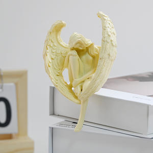 Transfrontalier résine artisanat artistique sculpté Meiyu marque <span class=keywords><strong>ange</strong></span> aile ornements jambe étreinte décorations pour dessus de table chambres jardins - Product Image 3