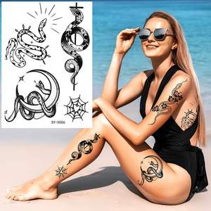 Autocollant de <span class=keywords><strong>tatouage</strong></span> de corps imperméable temporaire en papier imprimé pour femmes et hommes Application de <span class=keywords><strong>bras</strong></span> sexy longue durée Nouvelle conception de <span class=keywords><strong>serpent</strong></span> tribal - Product Image 1