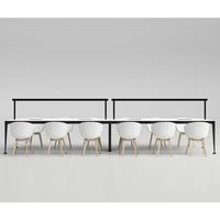 Vente directe d'usine, table d'étude extensible moderne pour plusieurs personnes avec éclairage LED, design ergonomique en bois et aluminium pour usage scolaire