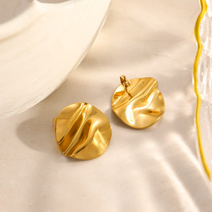 Stud <b>Earrings</b> Geometric Gold Plated 18k Stainless Steel Ear <b>Post</b> Yiwu Origin EH11717 - Product Image 3