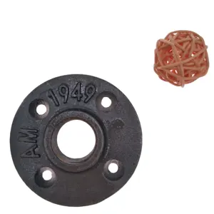 China produce black malleable cast iron threaded floor flange iron pipe fittings to build towel shelf