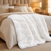 Couverture de lit d'hiver en fourrure de lapin artificielle 3D sculptée, double couche, super douce et chaude, en jacquard, pour hôtel et maison