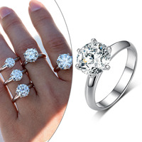 Best-seller S925 Silver Moissanite Six-Prong Ring Confortable Wear Wide Band Live Streaming Offre Spéciale