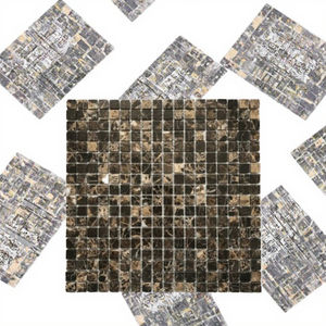Mosaico de Vidrio para Baño, Estilo Parqué Moderno Oscuro, con Mezcla de Piedra Marrón, Gris Iridiscente y Efecto Agrietado, 300*300MM - Product Image 3