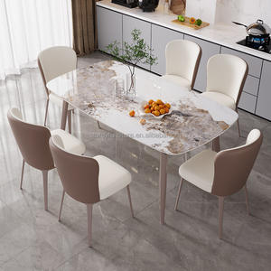Mesa de comedor Rectangular Simple de lujo moderna, diseño de losa de piedra ligera para restaurante de gama alta para muebles para el hogar en la sala de estar - Product Image 1