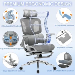 <span class=keywords><strong>Silla</strong></span> de Oficina Ergonómica Moderna con <span class=keywords><strong>Reposacabezas</strong></span> Ajustable y Soporte Lumbar, con Reposabrazos, para Juegos y Oficina, Diseño Realista y Natural - Product Image 2