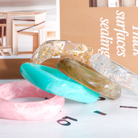 Brazalete Geométrico Cuadrado de Resina Transparente con Láminas Plateadas y Doradas, Estilo Europeo Americano, Talla Grande, a la Moda
