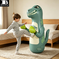 Sac de frappe gonflable dinosaure vert sauge, durable et autoportant, pour enfants et tout-petits, jouet de fitness actif d'intérieur