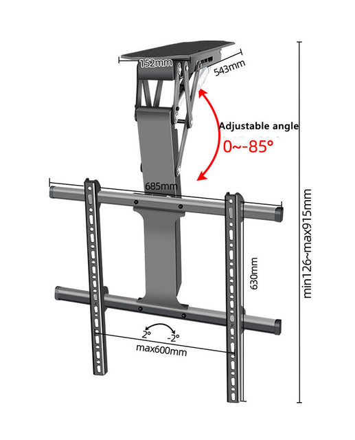 Motorized Multi-directional Adjustment Foldable Electronic Video Ceiling TV Wall Mount Bracket