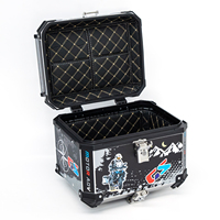 Boîte à bagages universelle pour moto 45L en alliage d'aluminium, style autocollant noir, fournisseur OEM personnalisé en gros