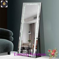 Espejos Miroir de sol à cadre en diamant écrasé de haute qualité Miroir moderne décoratif pour la maison avec lumières LED pour la maison et l'hôtel