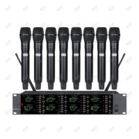 Sistema de Micrófono Inalámbrico Profesional UHF de 8 Canales, 640-690mhz