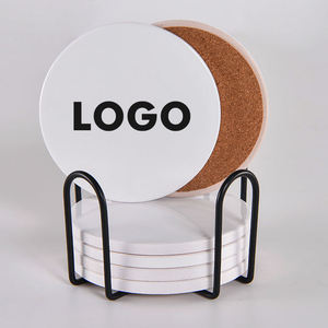 Venta Sublimación Cerámica Corcho Absorbente Taza Mat Set Logotipo personalizado Impresión personalizada Bar barato Posavasos de cerveza para beber café - Product Image 1