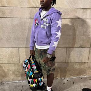 Sudadera con Capucha de Felpa Francesa 100% Algodón, Sudadera con Capucha de Diseño de Lujo Personalizada con Apliques, Sudadera con Capucha Holgada con Cierre y Lavado Ácido para Hombre - Product Image 2