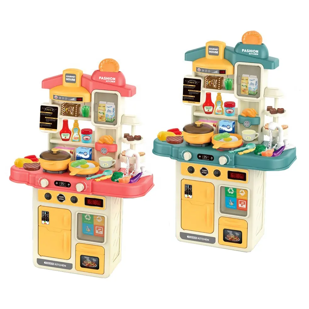 Оптовая продажа, большой размер, кухонная настольная раковина со звуковым светом, ролевые игры, набор кухонных игрушек для детей