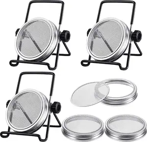 Paslanmaz çelik filizlenme kapakları filizlenmiş kavanoz kapakları ve filizlenme için duruyor geniş ağız cam turşu kavanozu - Product Image 1