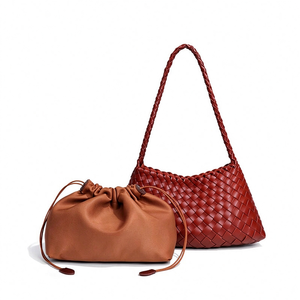 Bolsos de Hombro Tipo Hobo para Mujer, Bolsos de Mano de Cuero PU Tejido, Bolsos de Alta Calidad con Asa Superior y Diseño Trenzado - Product Image 2