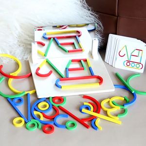 Education Brain Teaser with Challenges Cards Logic Thinking <b>Tabletop</b> Toy for Boys Girls <b>Mirror</b> Image Puzzle Blocks - Product Image 1